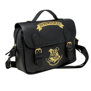 HARRY POTTER HOGWARTS PREMIUM SATCHEL INSULATED SCHOOL LUNCH BAG - BLACK & GOLD